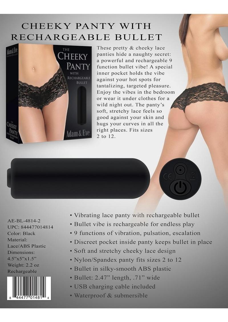 Adam and Eve Cheeky Panty Vibe with Rechargeable Bullet - Sizes 2-12