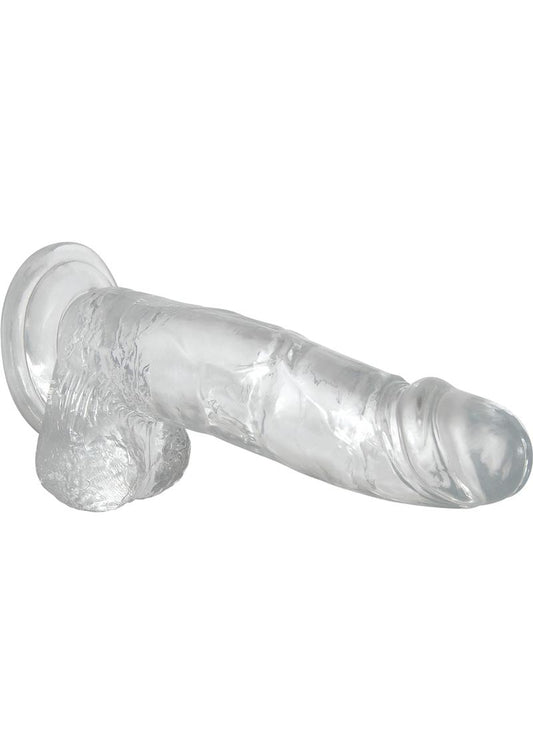 Adam and Eve Crystal Clear Dildo with Balls - Clear - 8in