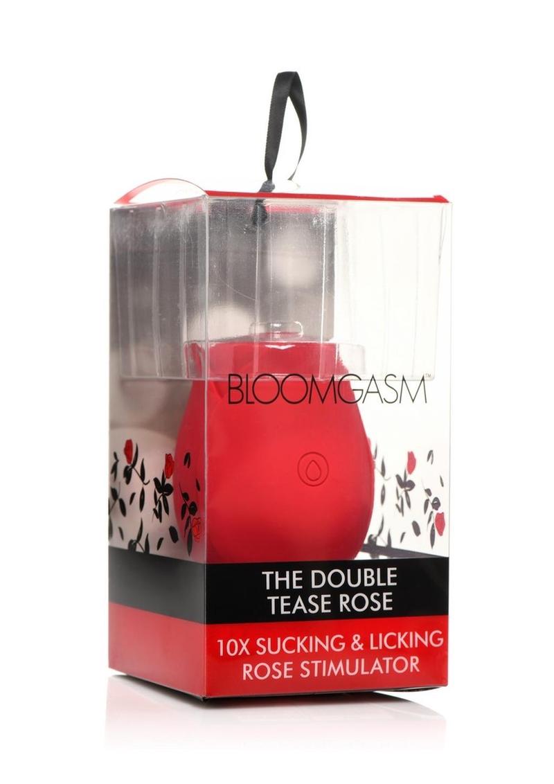 Bloomgasm Double Tease Rose 10x Rechargeable Silicone Sucking and Licking Stimulator