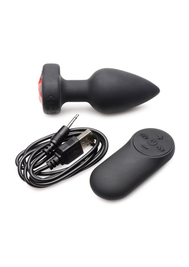Booty Sparks 28x Rechargeable Silicone Vibrating Heart Anal Plug with Remote Control