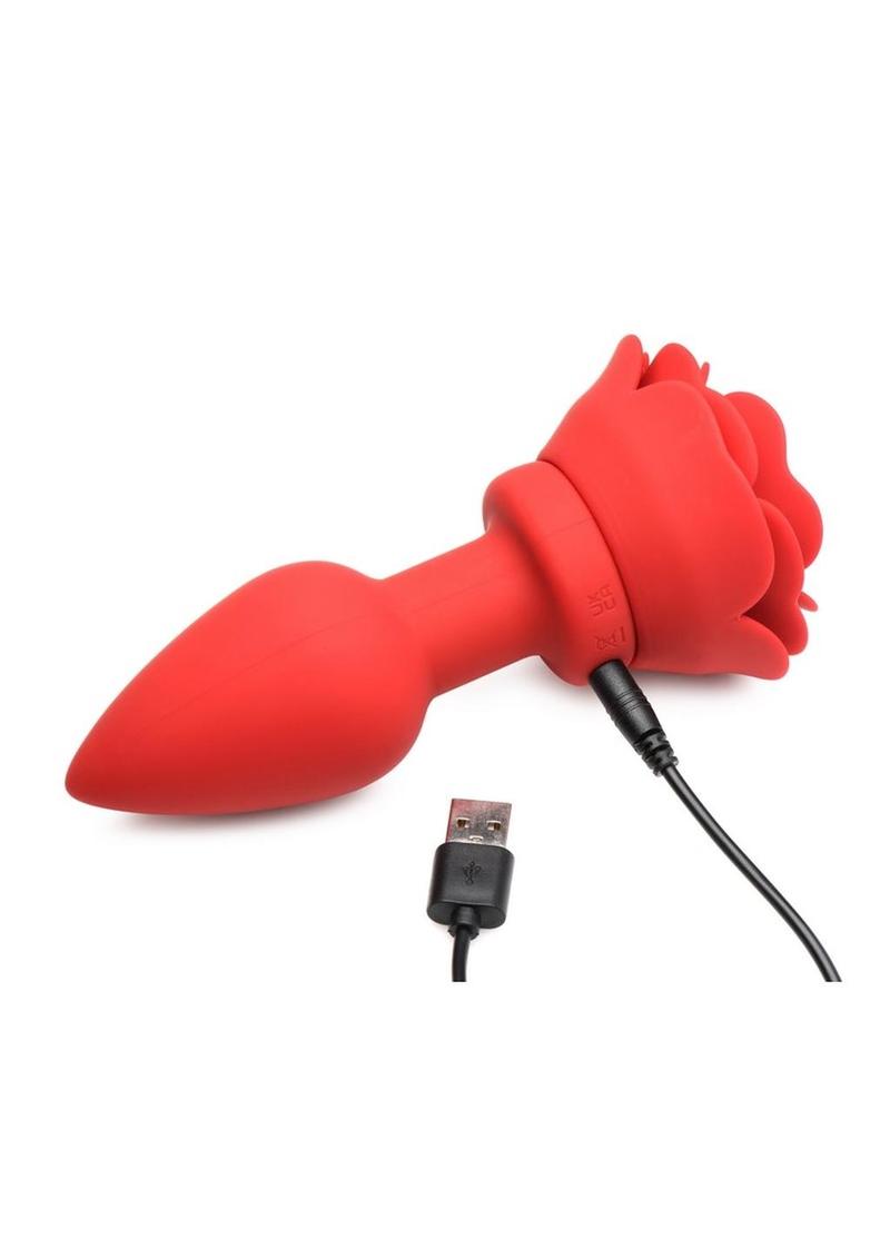 Booty Sparks 28x Rechargeable Silicone Vibrating Rose Anal Plug with Remote Control