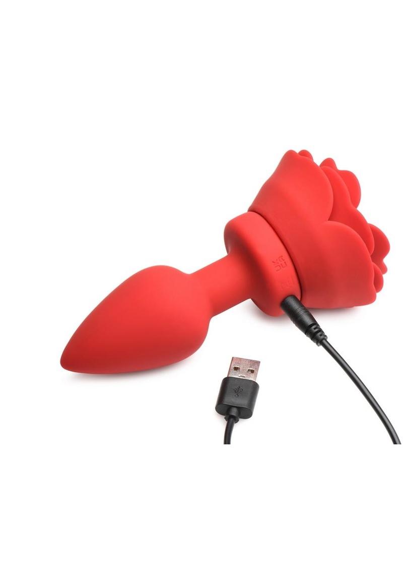 Booty Sparks 28x Rechargeable Silicone Vibrating Rose Anal Plug with Remote Control
