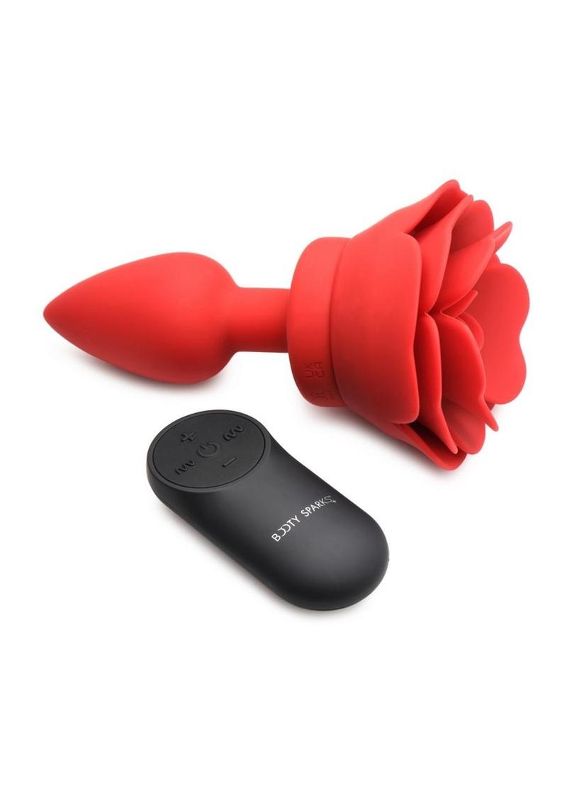 Booty Sparks 28x Rechargeable Silicone Vibrating Rose Anal Plug with Remote  Control