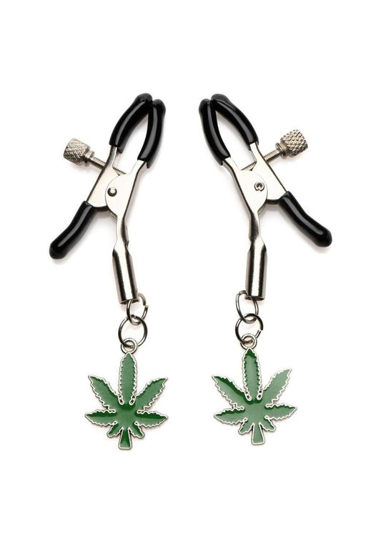 Charmed Mary Jane Nipple Clamps - Green/Metal/Silver
