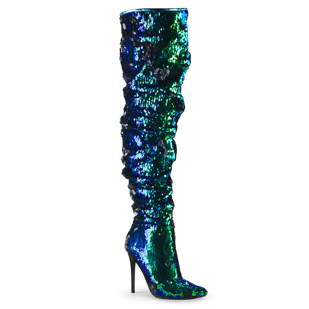 Green Iridescent Sequins, 5" Heel