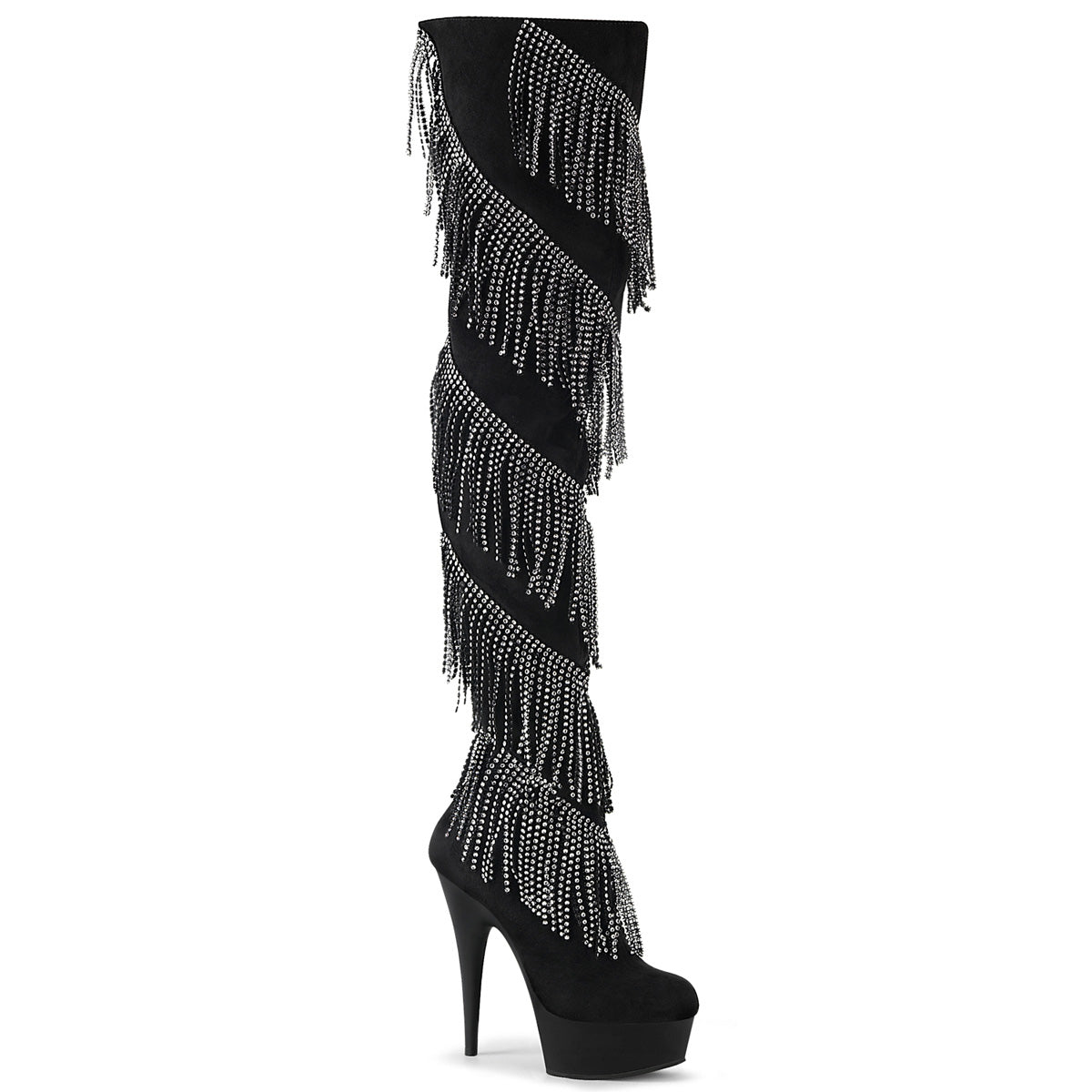 6 inch thigh high Boots with Fringe Detail