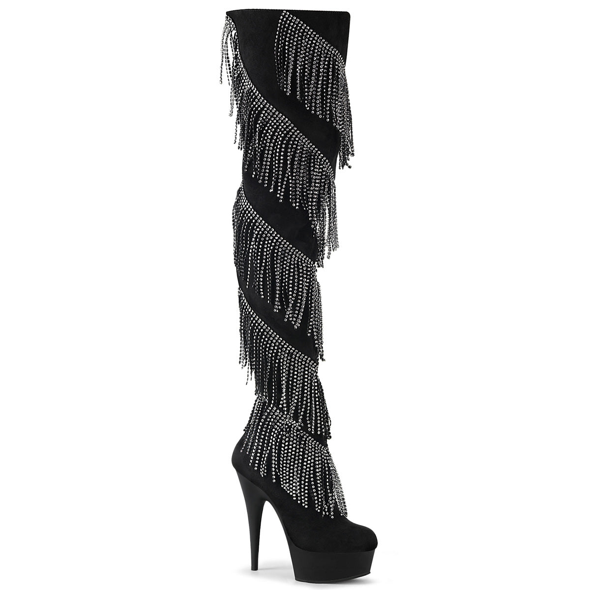 6 inch thigh high Boots with Fringe Detail DEL3065