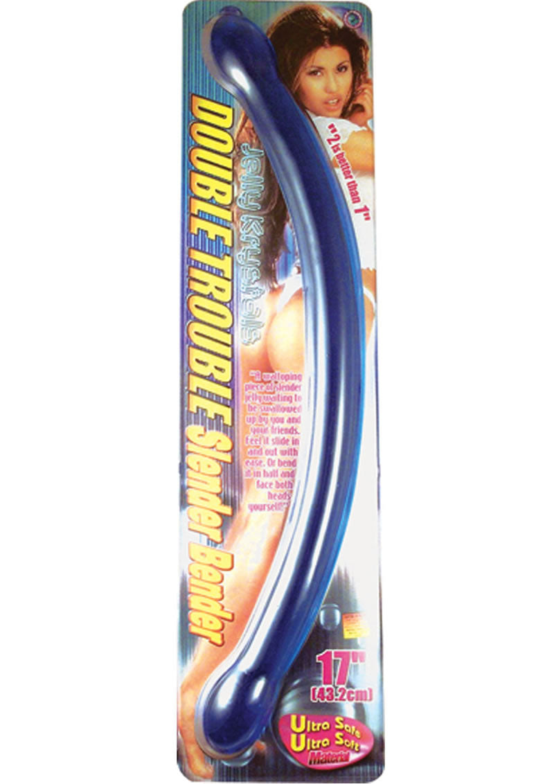 Double Trouble Slender Bender Dildo - Blue - 17in
