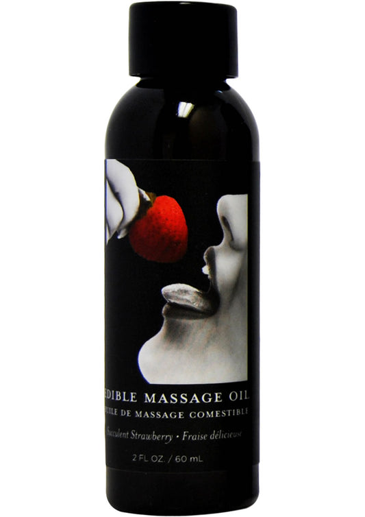 Earthly Body Hemp Seed Edible Massage Oil Succulent Strawberry - 2oz