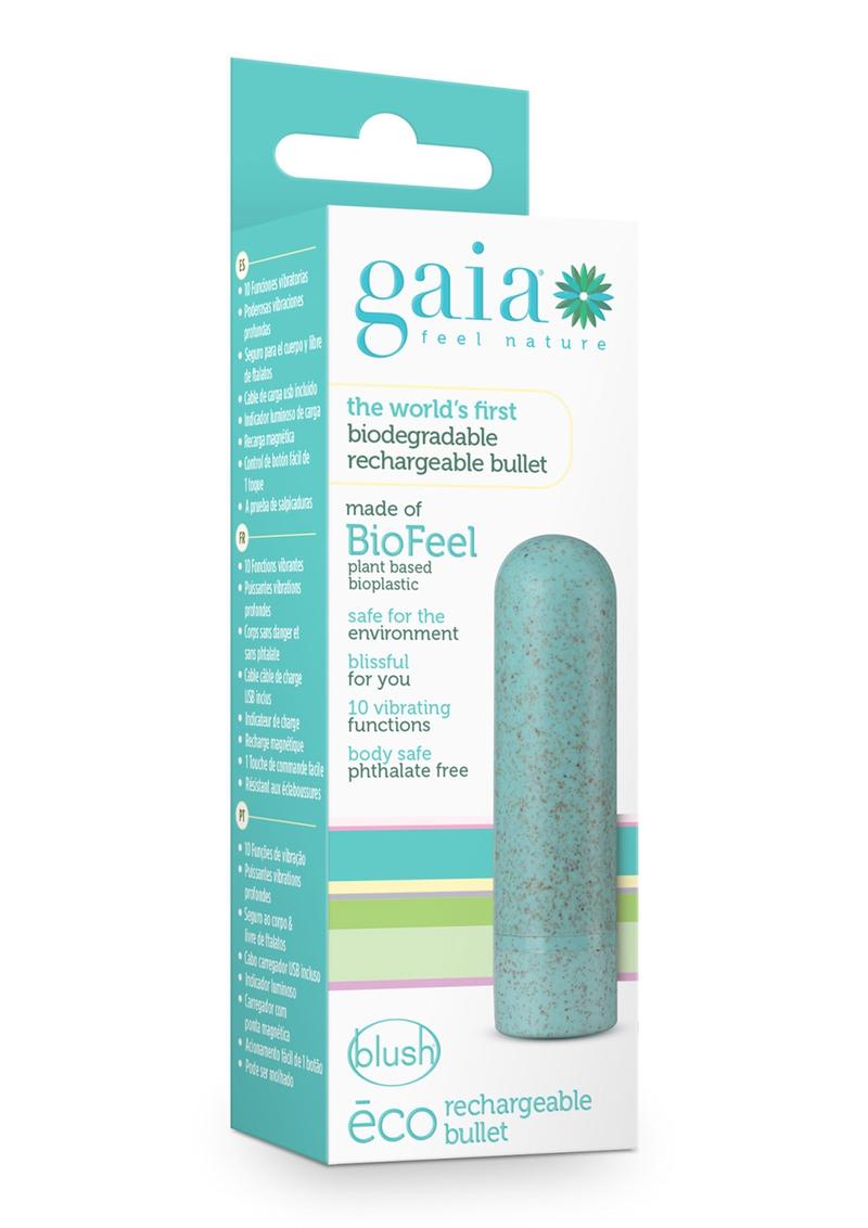 Gaia Eco Rechargeable Bullet Vibrator - Aqua/Blue