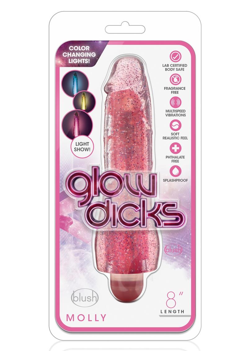 Glow Dicks Molly Glitter Vibrator - Glow In The Dark/Pink