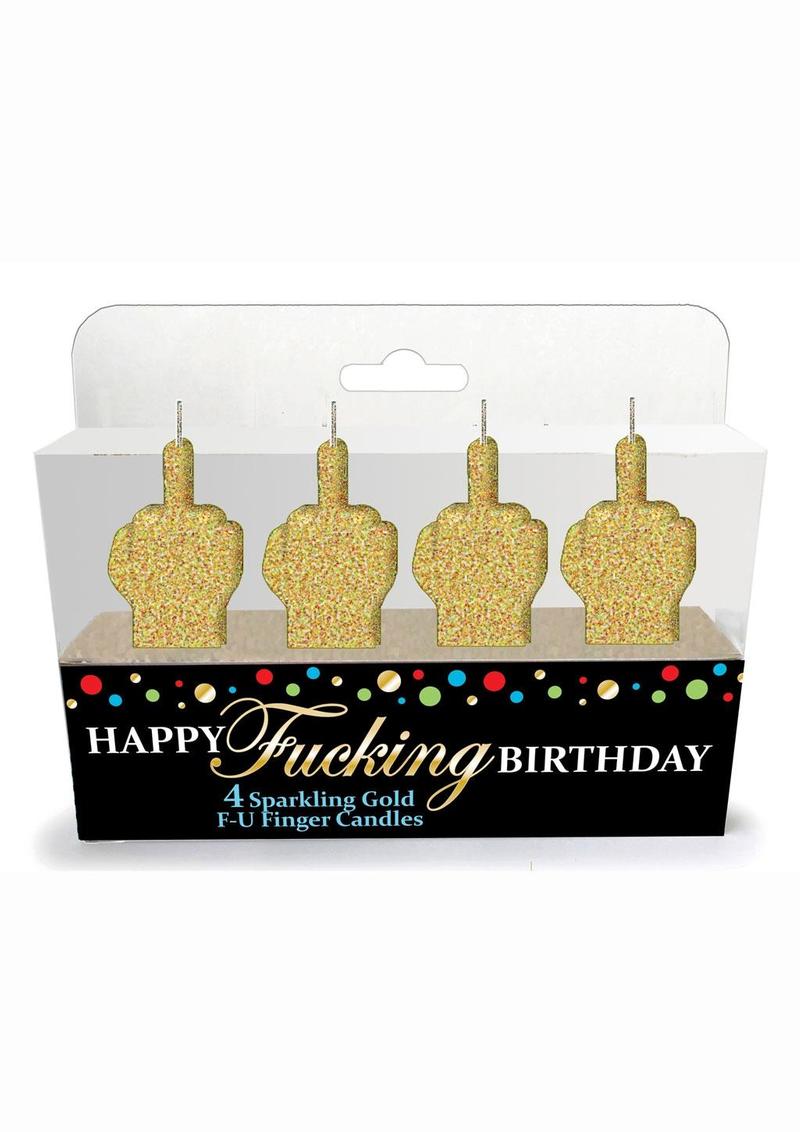 Happy F'n Birthday Fu Candles - Gold - 4 Per Set