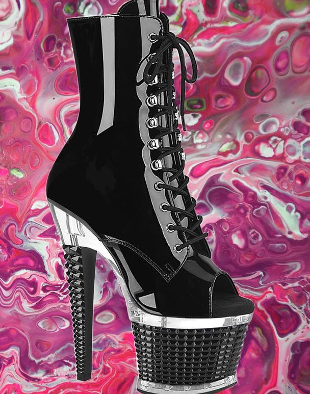 Boots Open Toe Mid Calf 7 inch heels