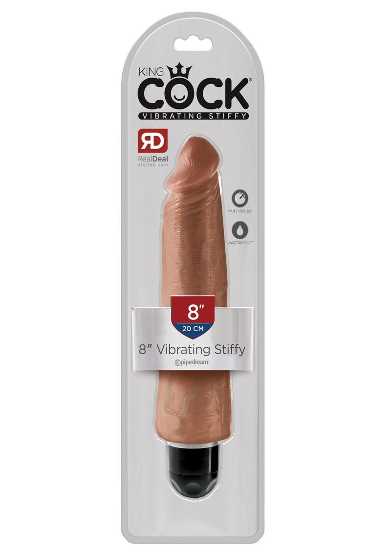 King Cock Vibrating Stiffy Dildo - Caramel/Tan - 8in
