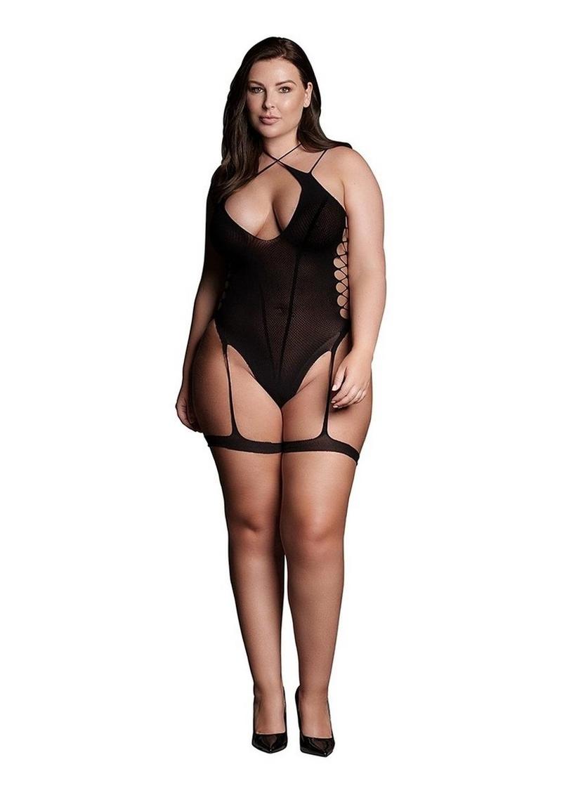 Le Desir Shade Metis Xvi Body with Garter and Crossed Neckline - Black - Queen