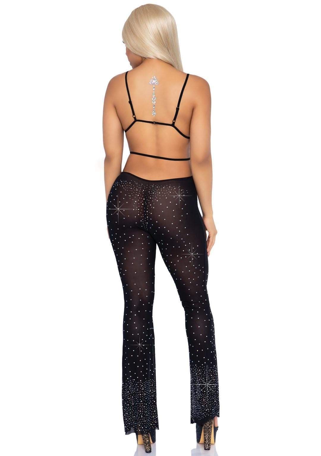 Rhinestone Bikini Top and Flared Pants
