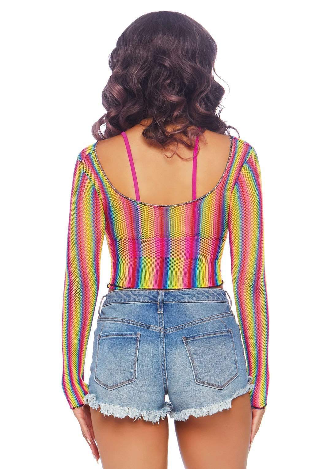 Rainbow Fishnet Crop Top
