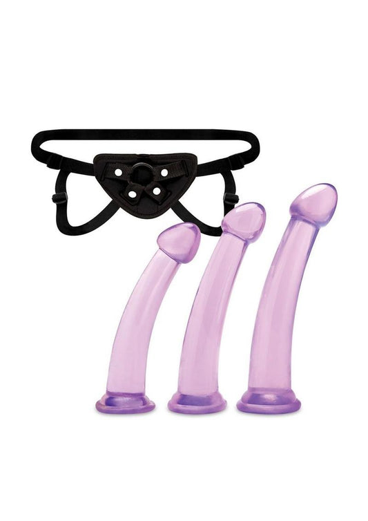 Lux Fetish Size Up Dildo and Harness Pegging Training - Purple - 3 Piece/Set