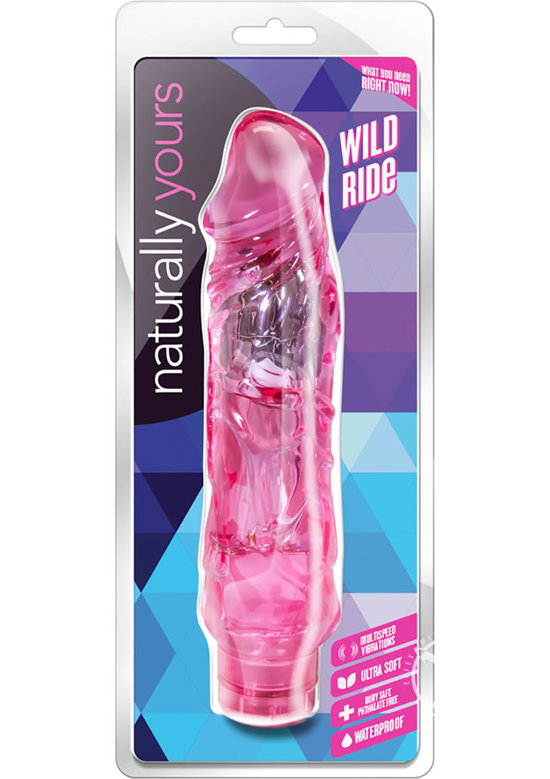Naturally Yours Wild Ride Vibrating Dildo - Pink - 9in