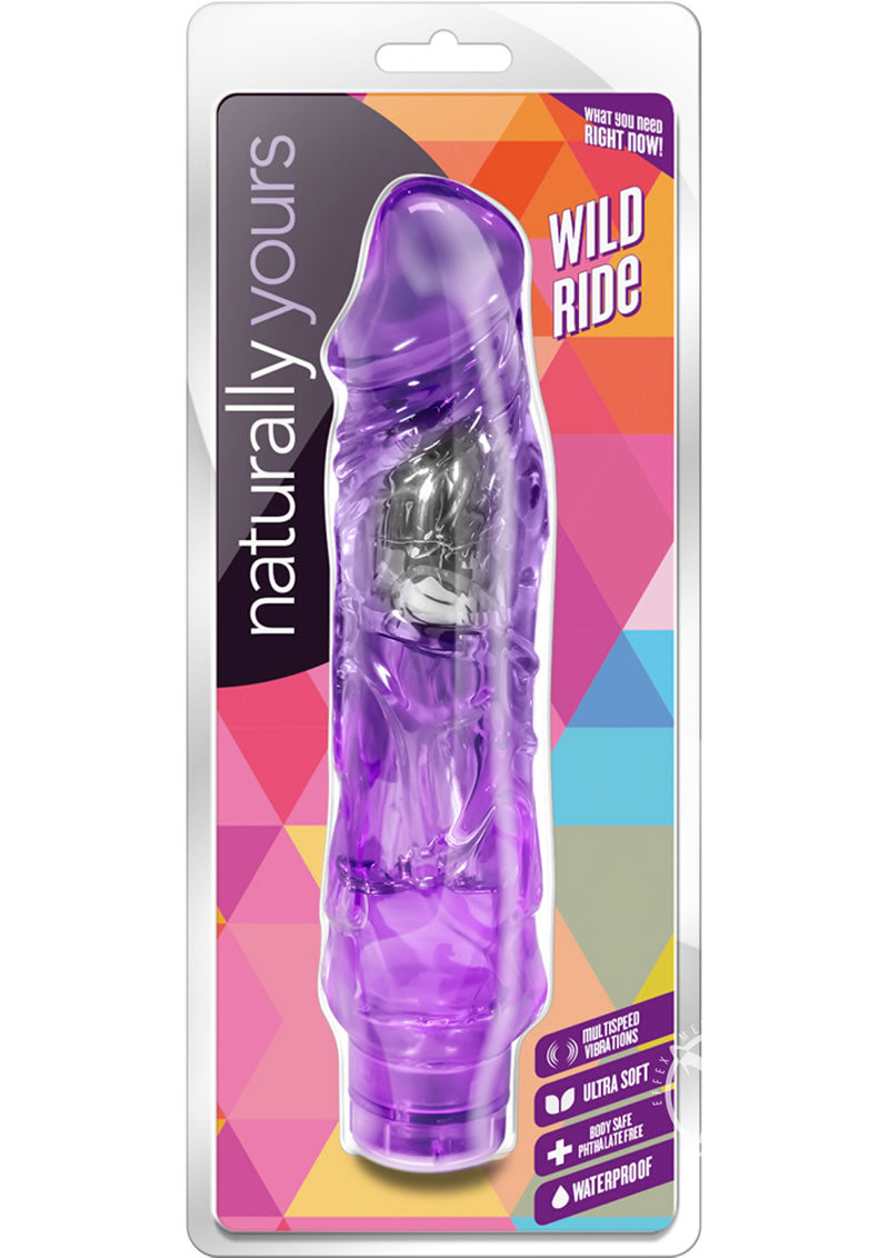 Naturally Yours Wild Ride Vibrating Dildo - Purple - 9in