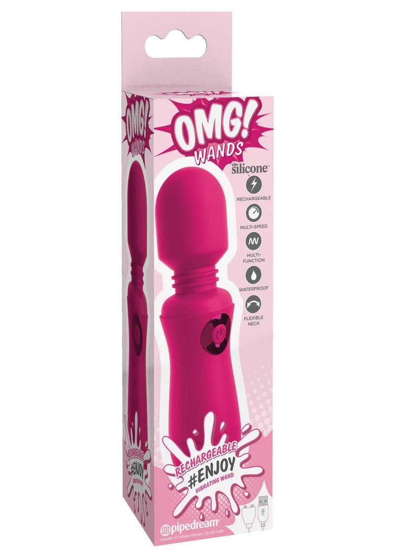 Omg! Wands #Enjoy Rechargeable Silicone Vibrating Massager - Fuchsia/Pink