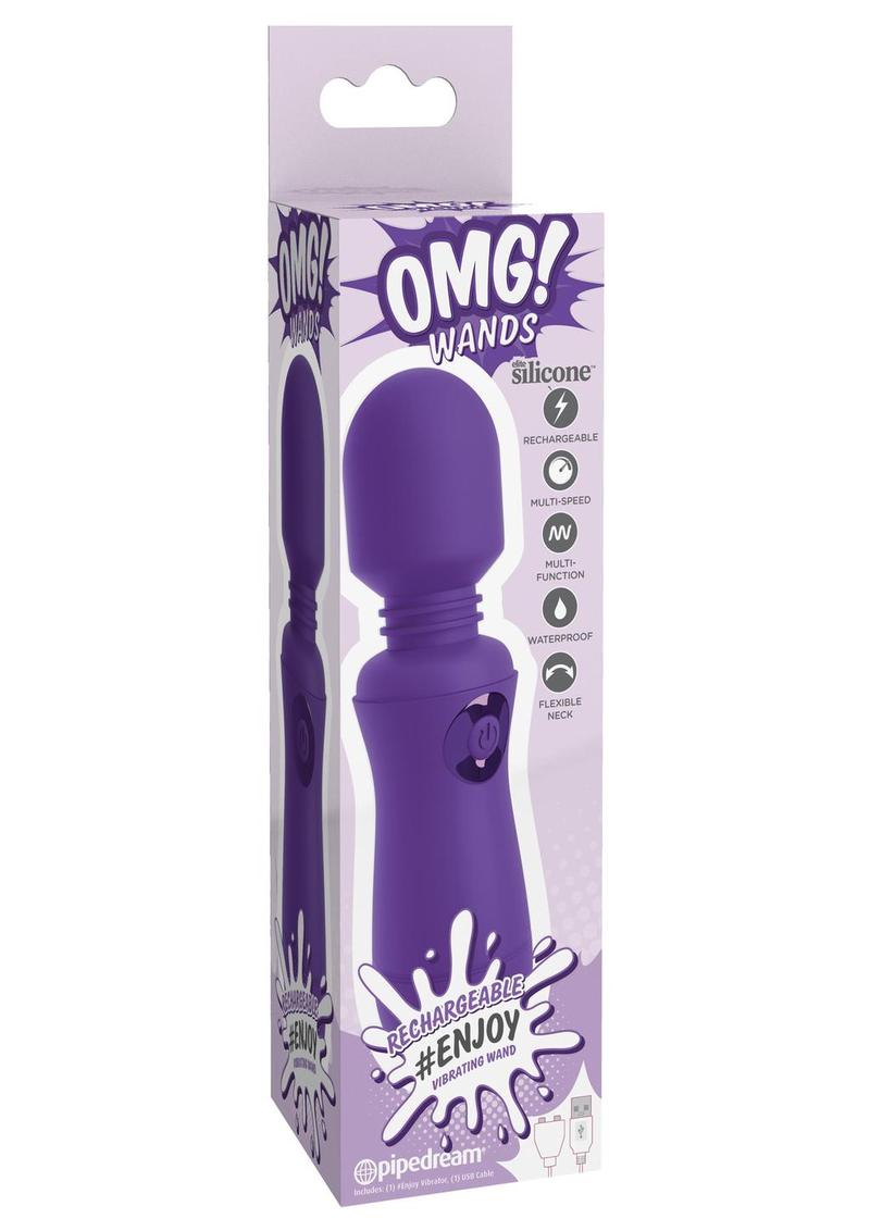 Omg! Wands #Enjoy Rechargeable Silicone Vibrating Massager - Purple