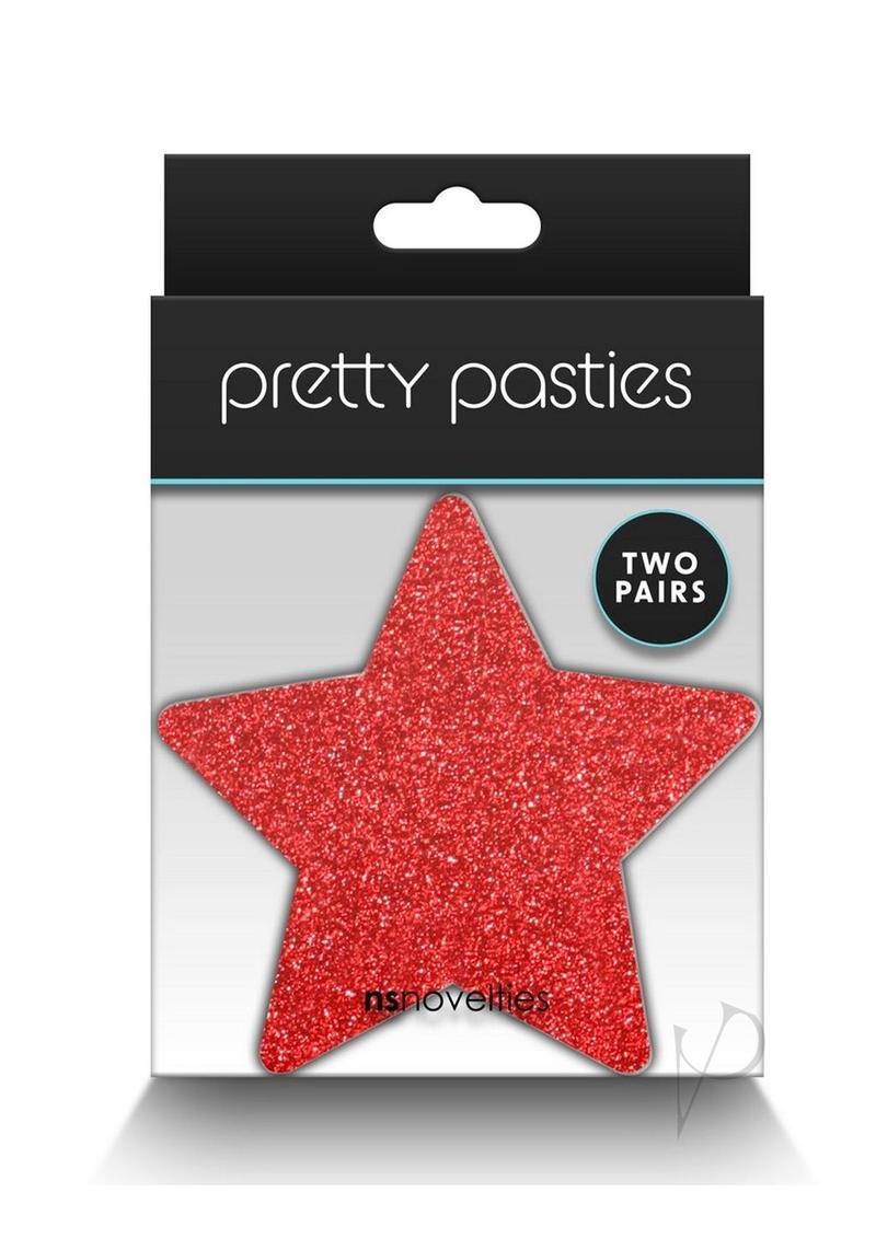 Pretty Pasties Glitter Stars - Red/Silver