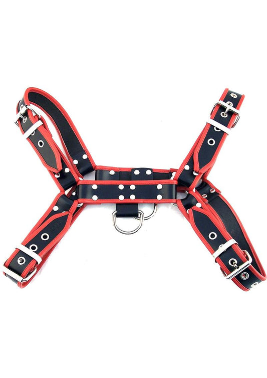Rouge Oth Adjustable Leather Front Harness - Extra - Black/Metal/Red - Large