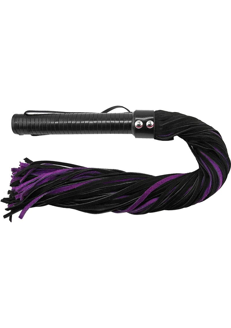 Rouge Suede Flogger with Leather Handle - Black/Purple