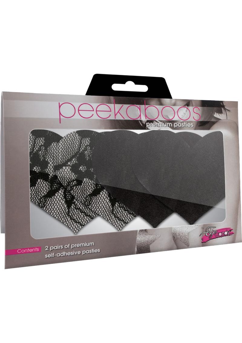 Satin and Lace Hearts - Black