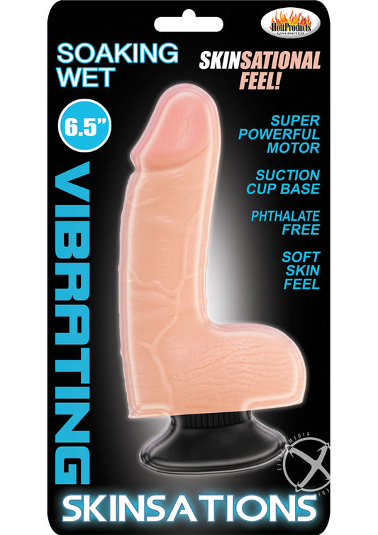 Skinsations Soaking Wet Realistic Vibrating Dildo Waterproof 6.5 - Vanilla