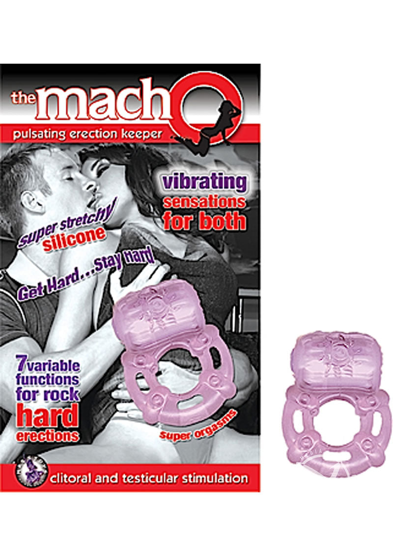 The Macho Erection Keeper Silicone Vibrating Cock Ring - Purple