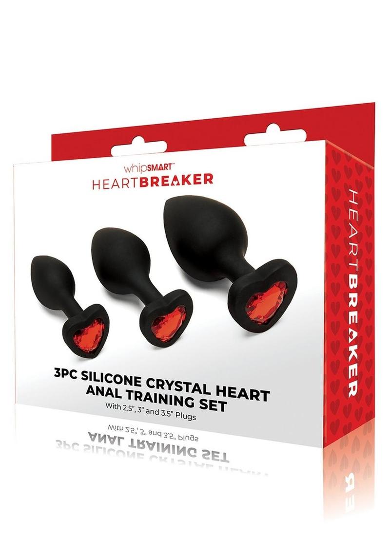 WhipSmart Heartbreaker Jeweled Silicone Anal - Black/Red - 3 Piece/Set