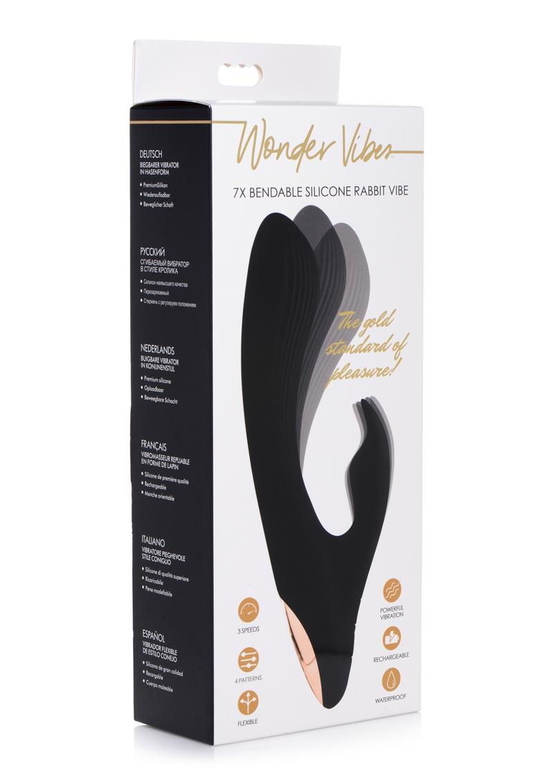 Wonder Vibes Bendable Silicone Rabbit Vibrator - Black