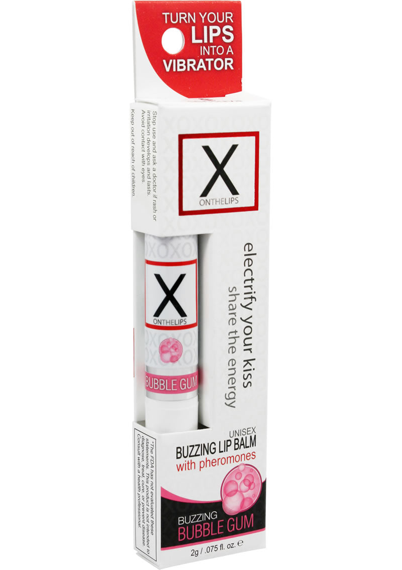 X On The Lips Buzzing Lip Balm with Pheromones Bubble Gum Flavor - .75oz