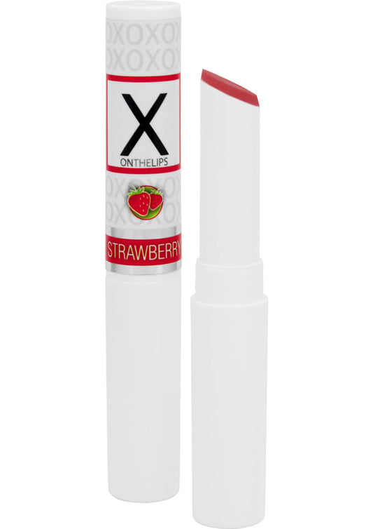 X On The Lips Buzzing Lip Balm with Pheromones Sizzling Strawberry Flavor - .75oz