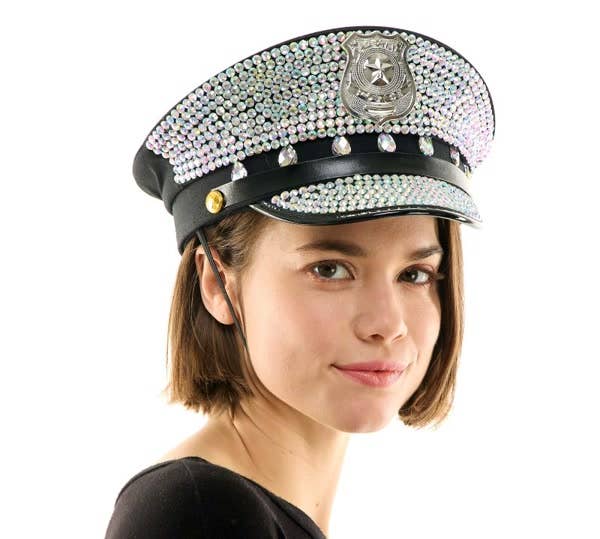 Rhinestone Police Hat