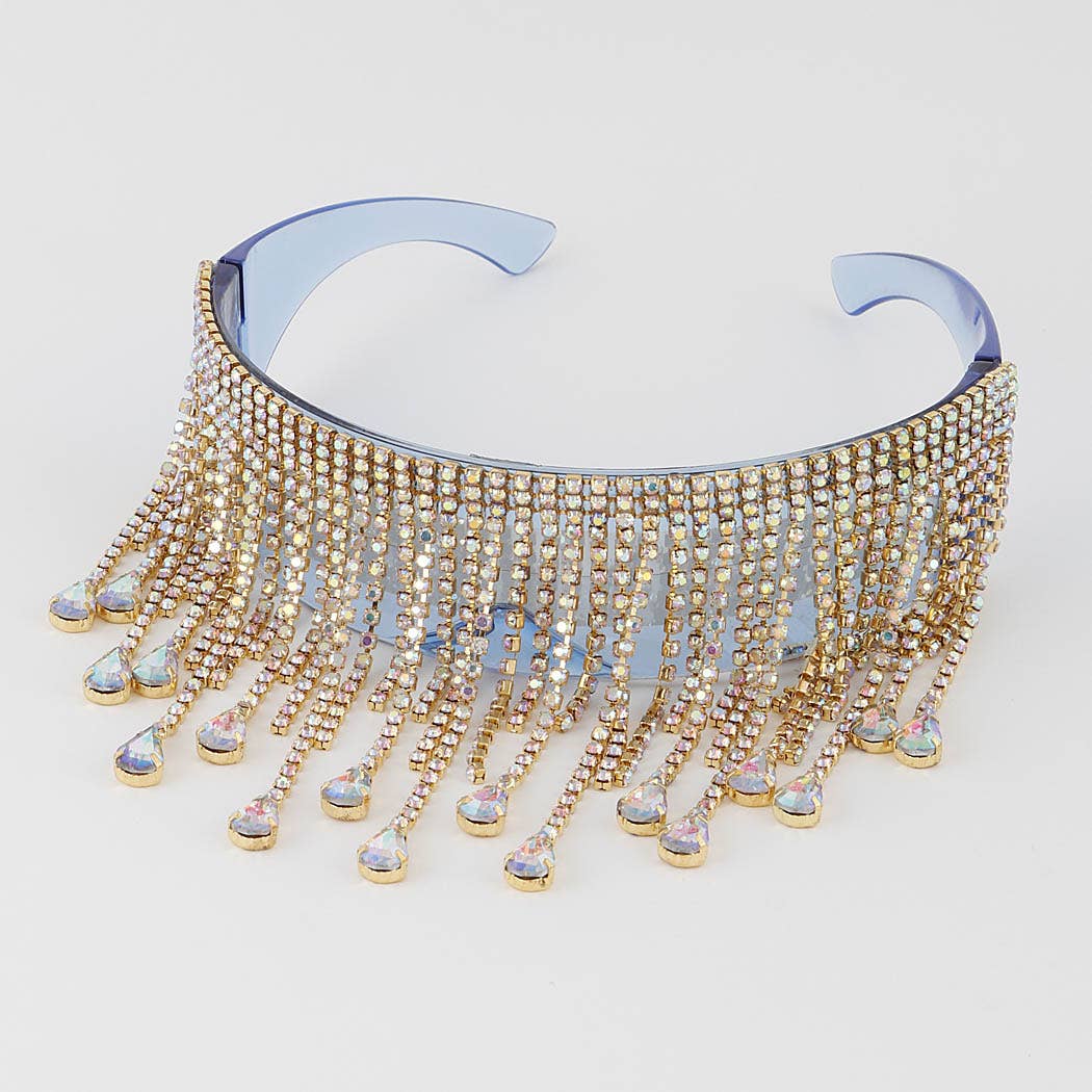 3AM BY H&D ACCESSORIES - Rhinestone Tear Drop Shield Sunglasses