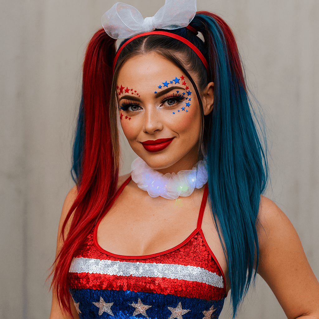 Neva Nude - Americana Blue & Red Crystal Face Jewels