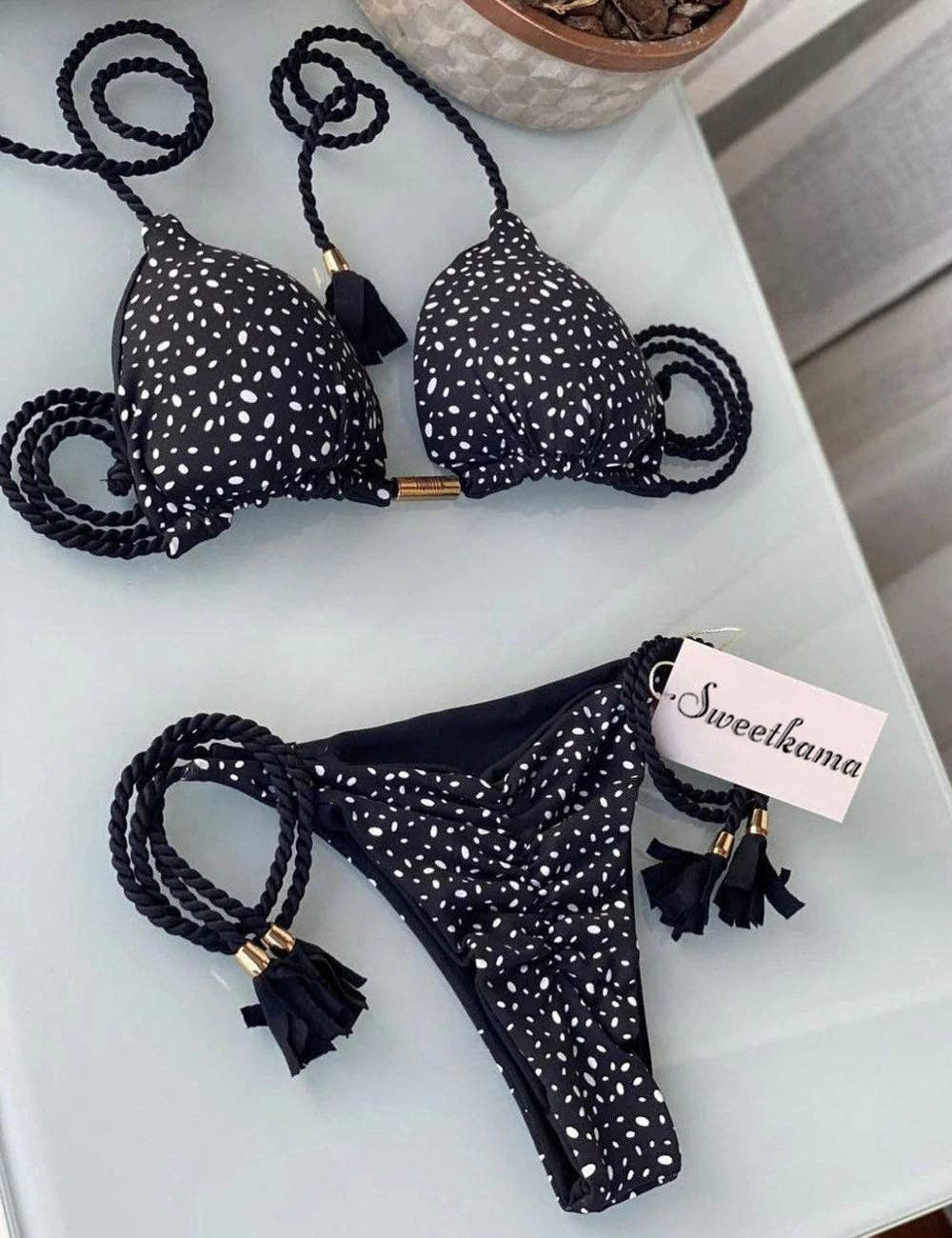 Ladies String Tie Halter Strap Sexy Bikini Set GY02