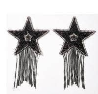 A Star Is Born Black Jewel Crysal Tassel Star Reusable Silicone Nipple Cover Pasties