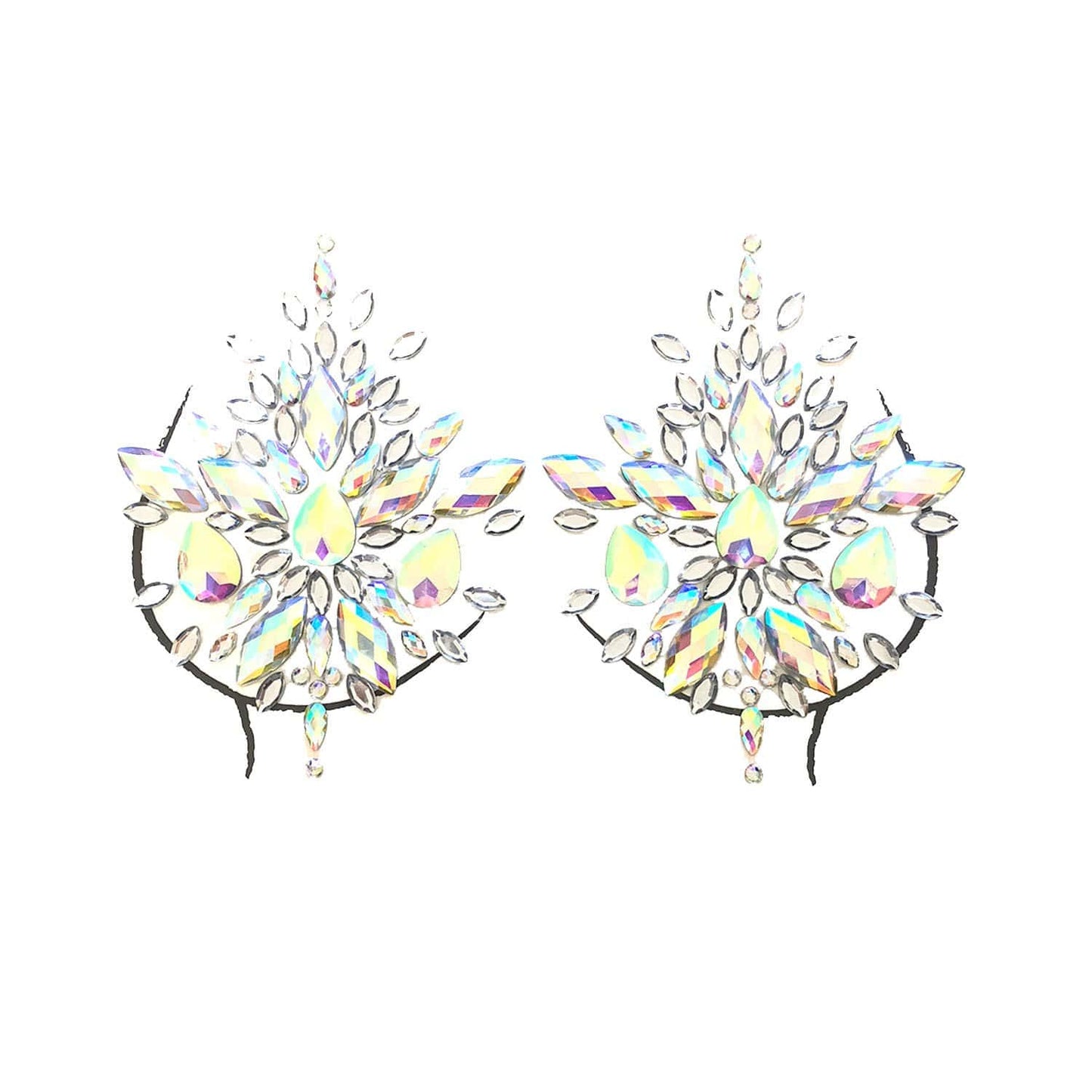 Frozen Iridescent Crystal Jewel Nipple Cover Pasties