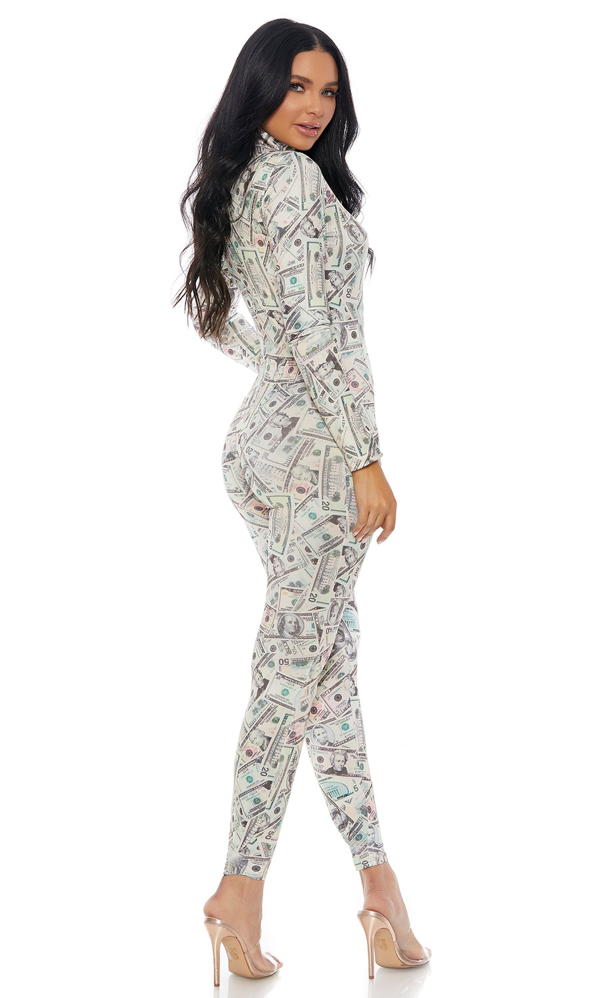 Zipfront Money Print Jumpsuit