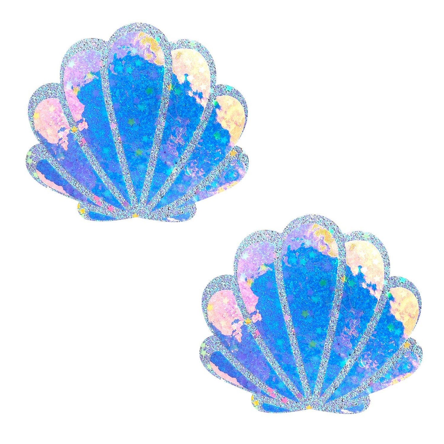 Neva Nude - Purple Cotton Candy Iridescent Blacklight  Mermaid Shell Nipple Cover Pasties