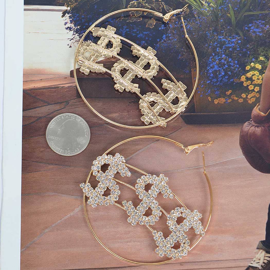 3AM BY H&D ACCESSORIES - Rhinestone Dollar Sign Earring