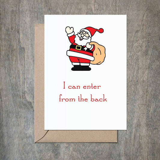 Crimson and Clover Studio - Back Door Rear Entry Santa Funny Christmas Card