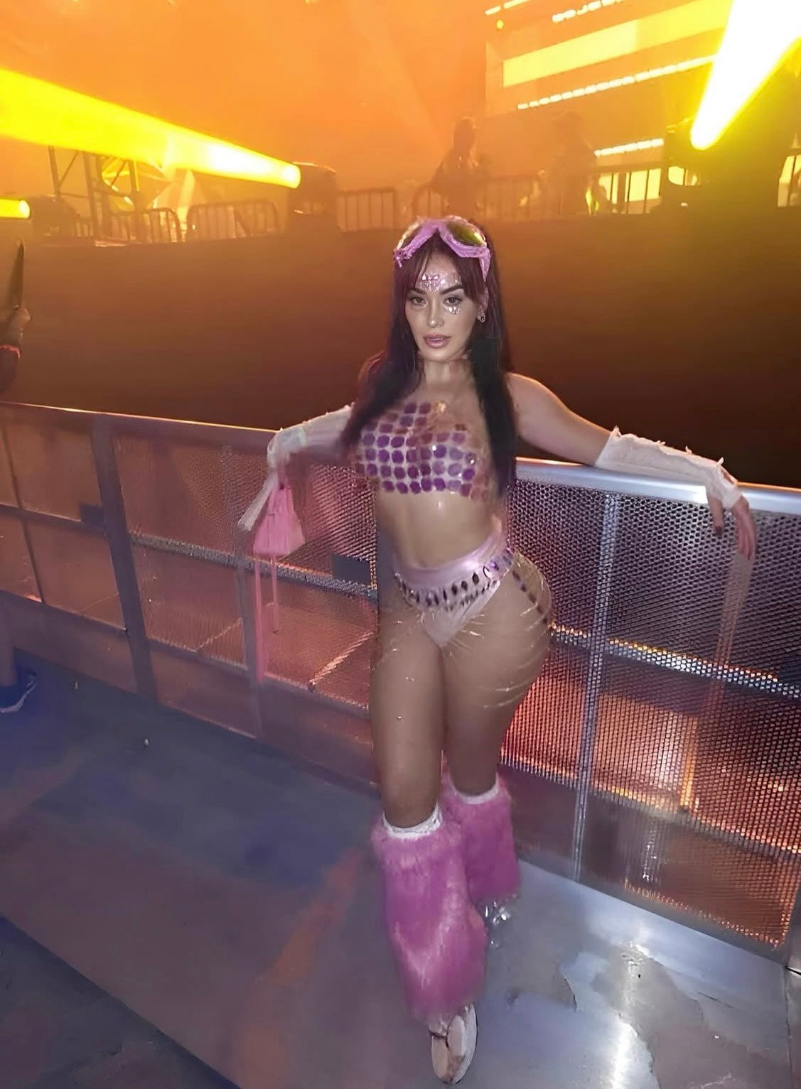 Pink Bling Raver Outfit styled by Playthings Miami