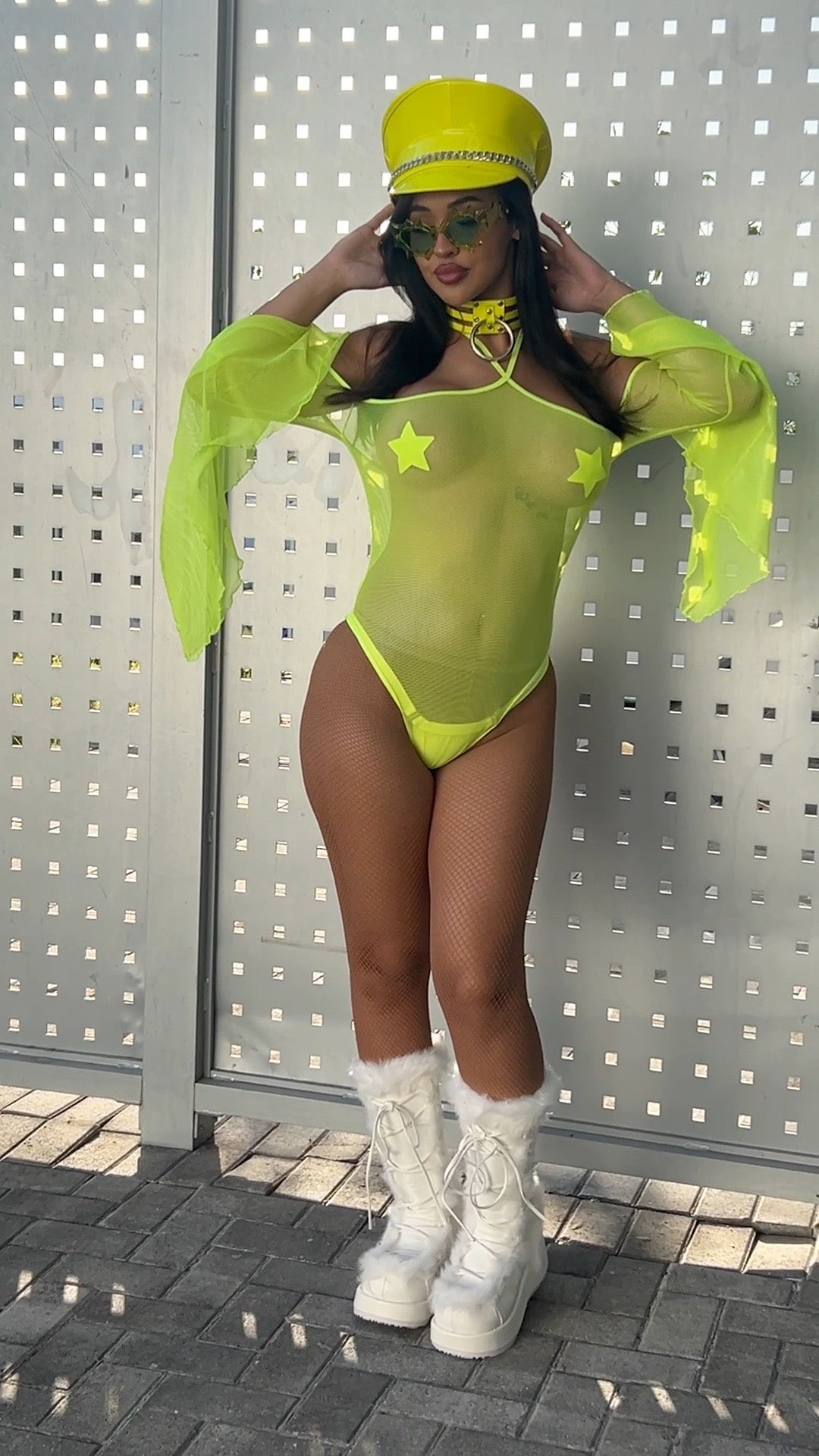 Neon Lemon Bodysuit festival outfit