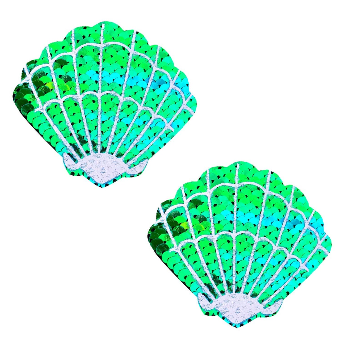 Neva Nude - Ariel Greenish Blue Sequin Mermaid Shell Nipple Cover Pasties