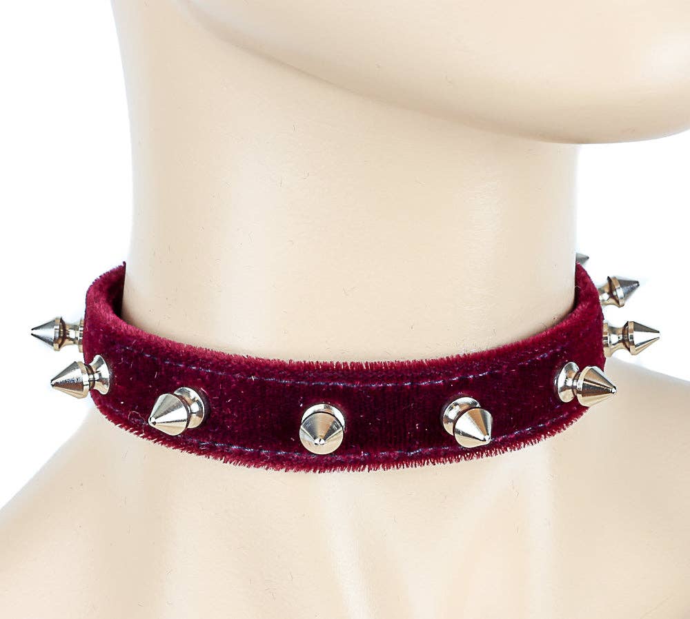Funk Plus - CK134 VELVET SPIKE CHOKER